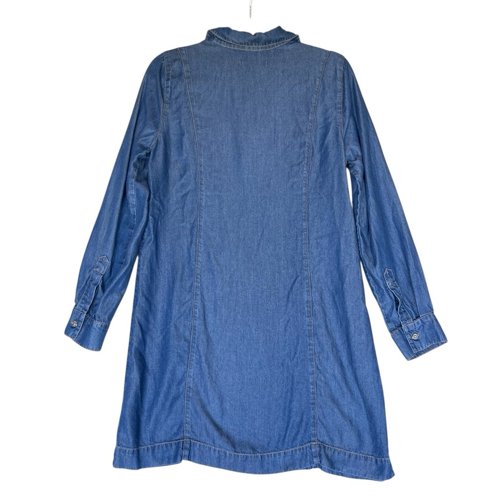 7 For‎ All Mankind Chambray Dress Womens M Long Sleeve Western Coastal Cowgirl - Picture 8 of 8